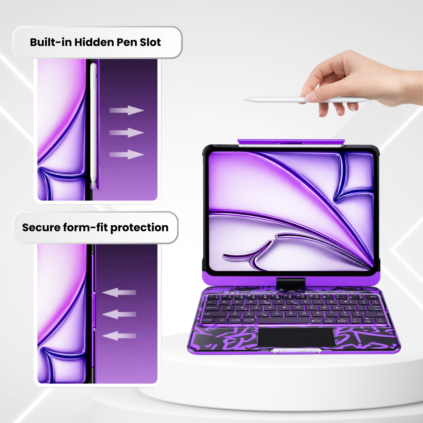 Cyber Purple – Y2K 360° Rotating iPad Keyboard Case