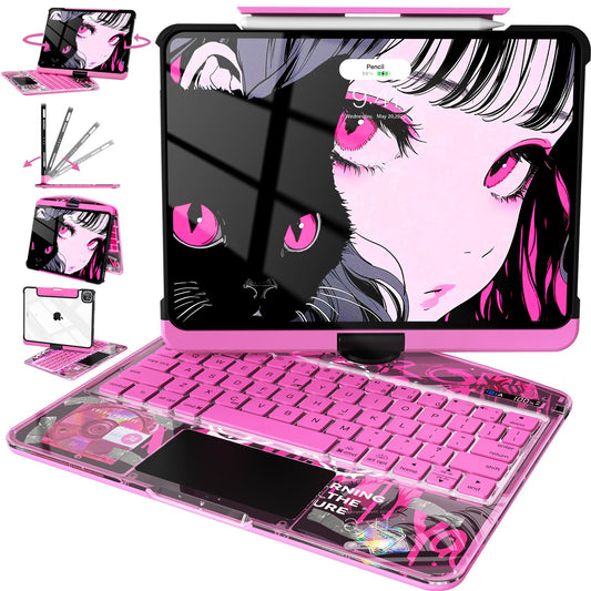 Neon Pink – Y2K 360° Rotating iPad Keyboard Case