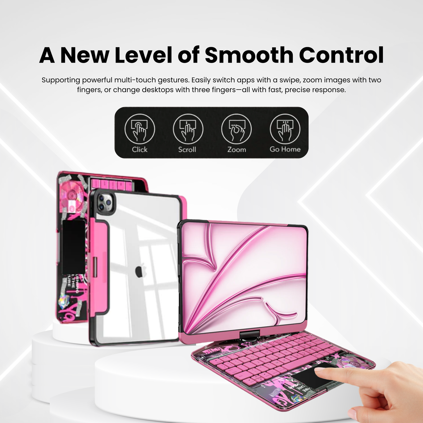 Neon Pink – Y2K 360° Rotating iPad Keyboard Case