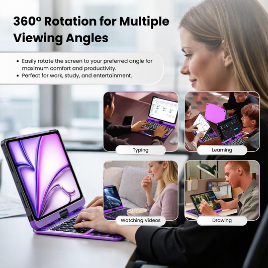 Cyber Purple – Y2K 360° Rotating iPad Keyboard Case