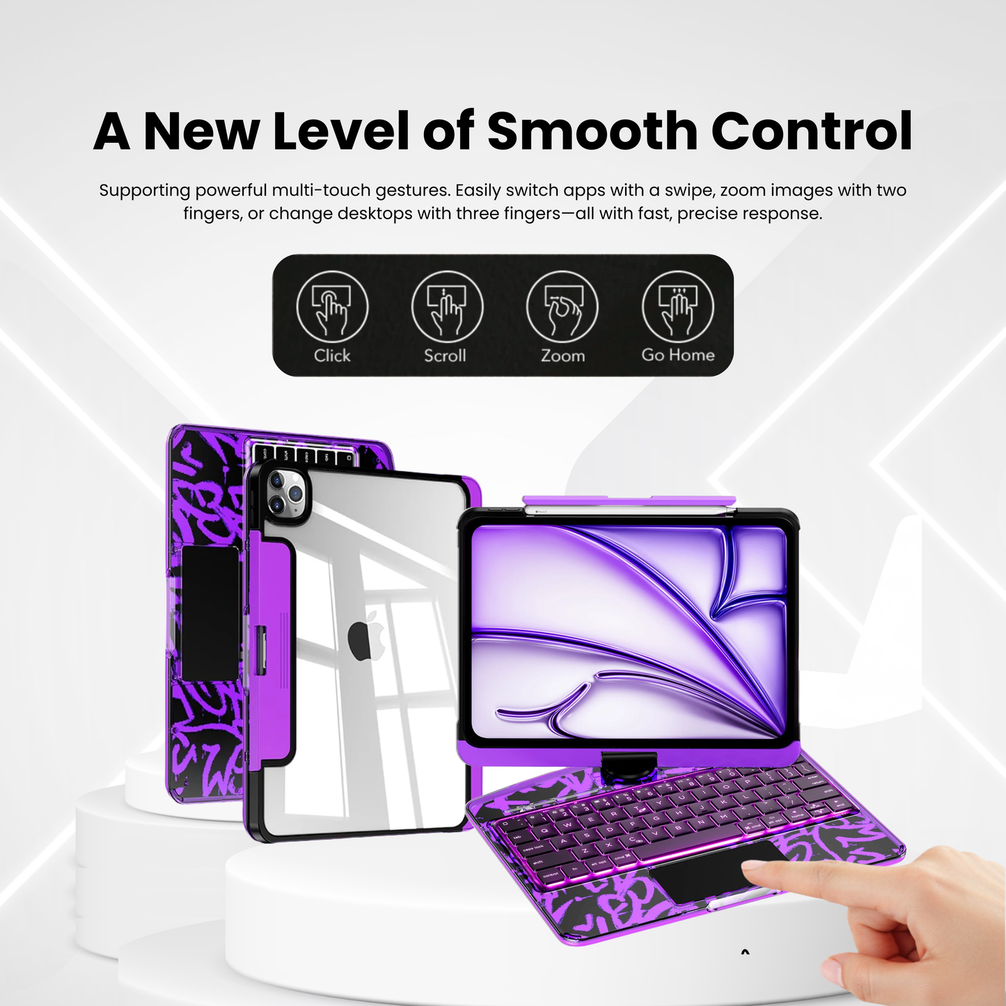 Cyber Purple – Y2K 360° Rotating iPad Keyboard Case