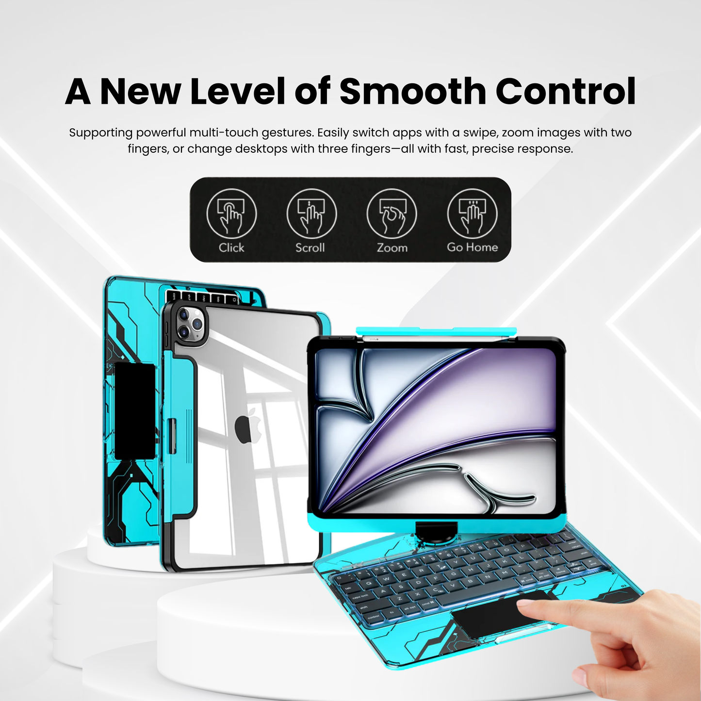 Aurora Blue – Y2K 360° Rotating iPad Keyboard Case