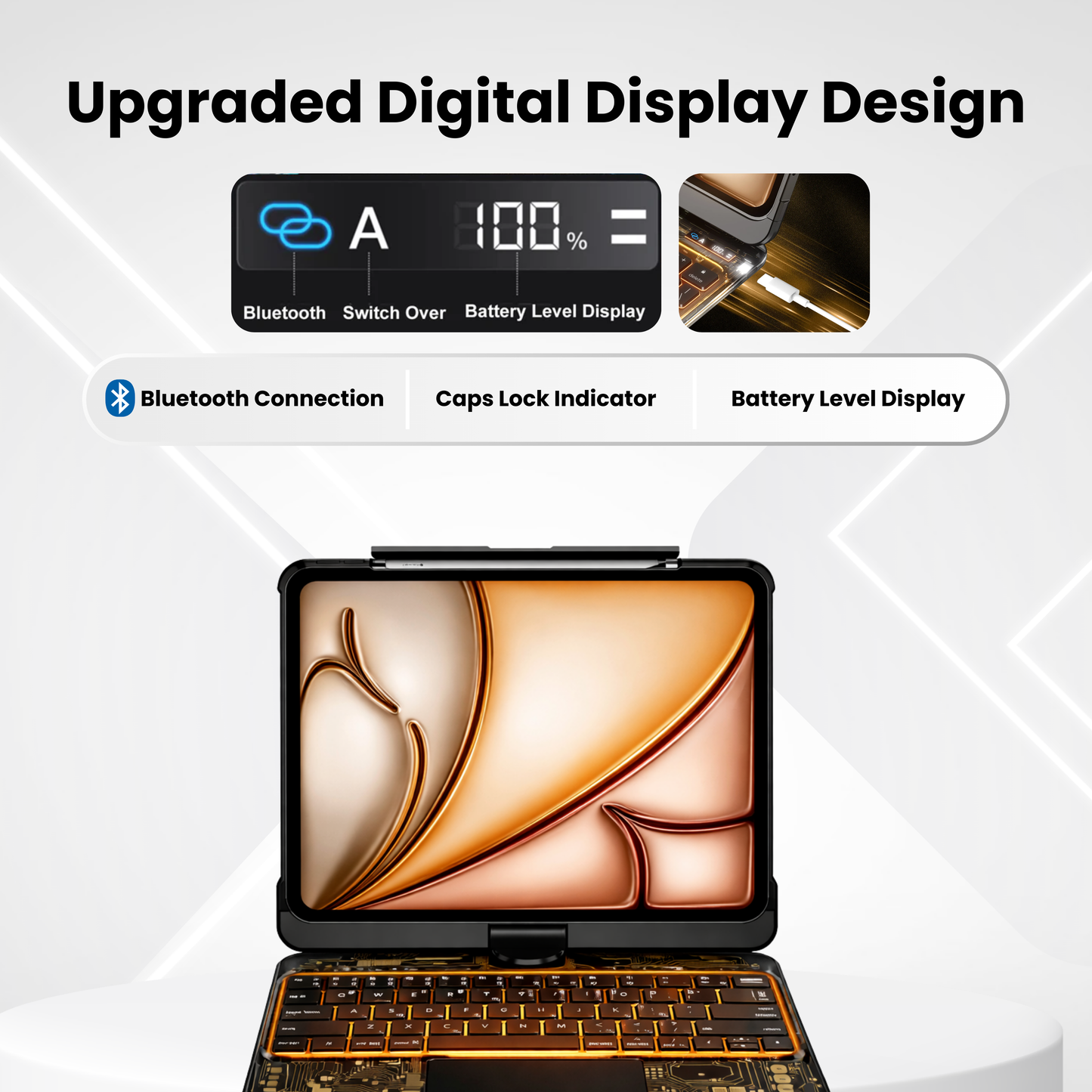Black Gold – Y2K 360° Rotating iPad Keyboard Case