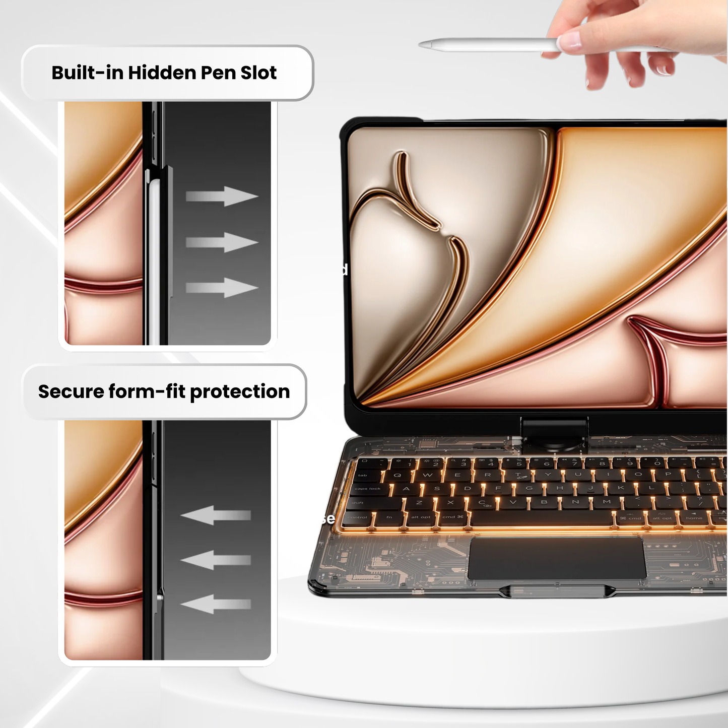 Black Gold – Y2K 360° Rotating iPad Keyboard Case