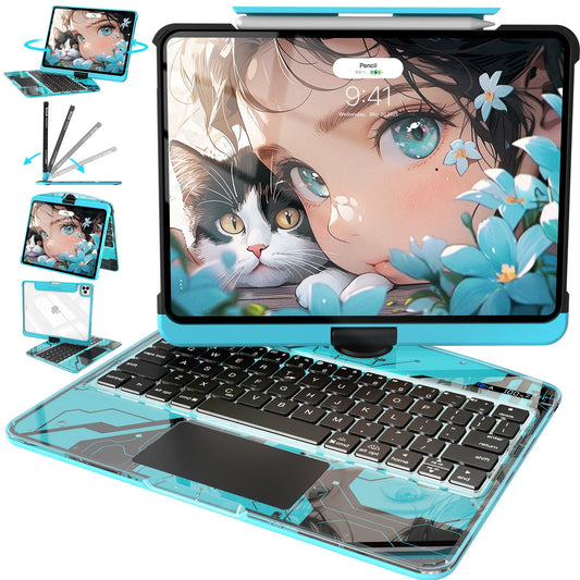 Aurora Blue – Y2K 360° Rotating iPad Keyboard Case